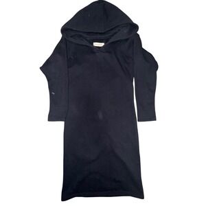 A_PLAN_APPLICATION Blk‎ Lng Sleeve Hooded Sweatshirt Dress. Grunge Goth Witchy